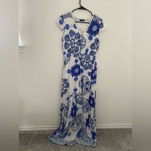 Beautiful blue and white high-low dress